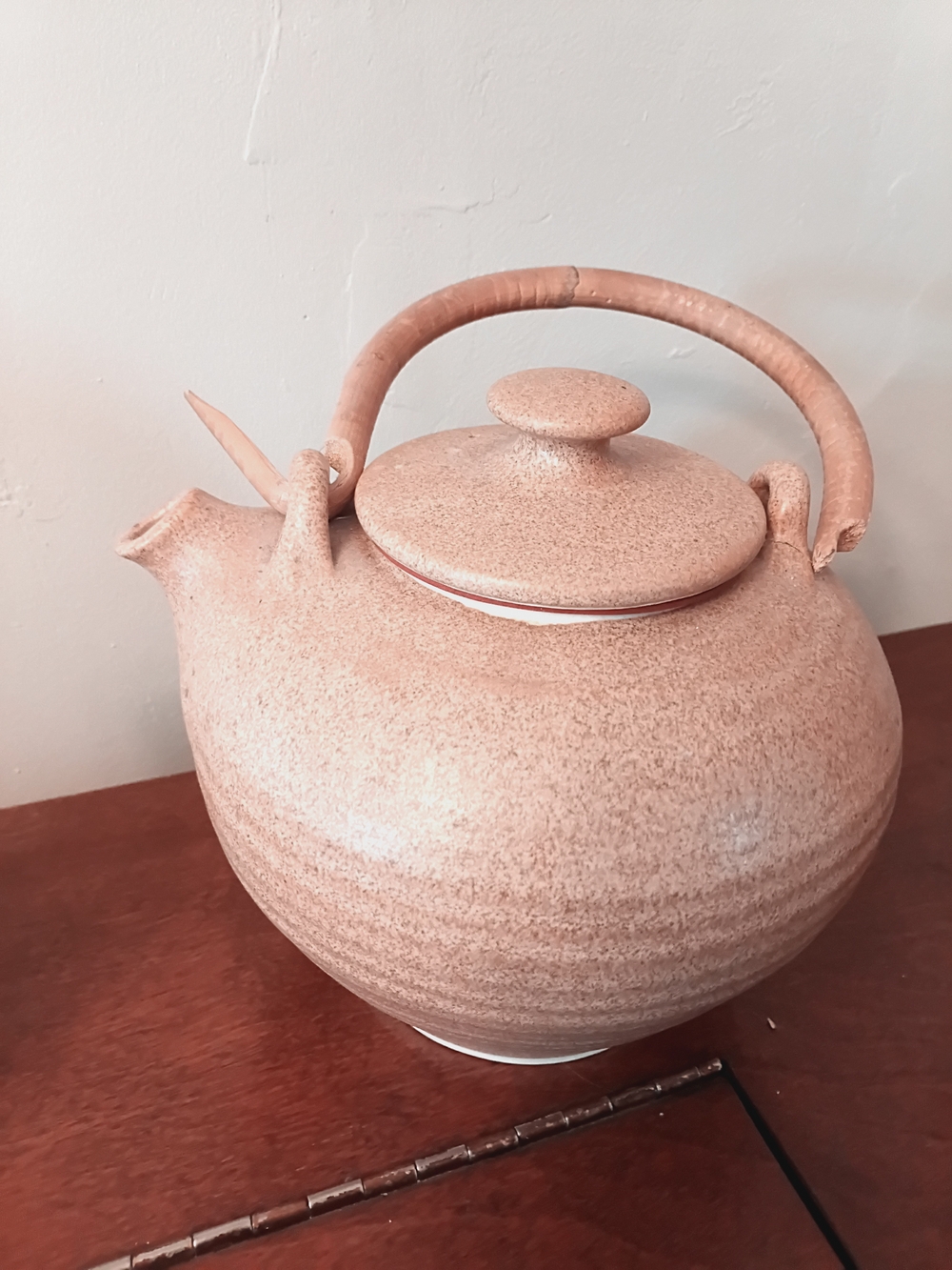 Handcrafted Cream Ceramic Teapot with Handle